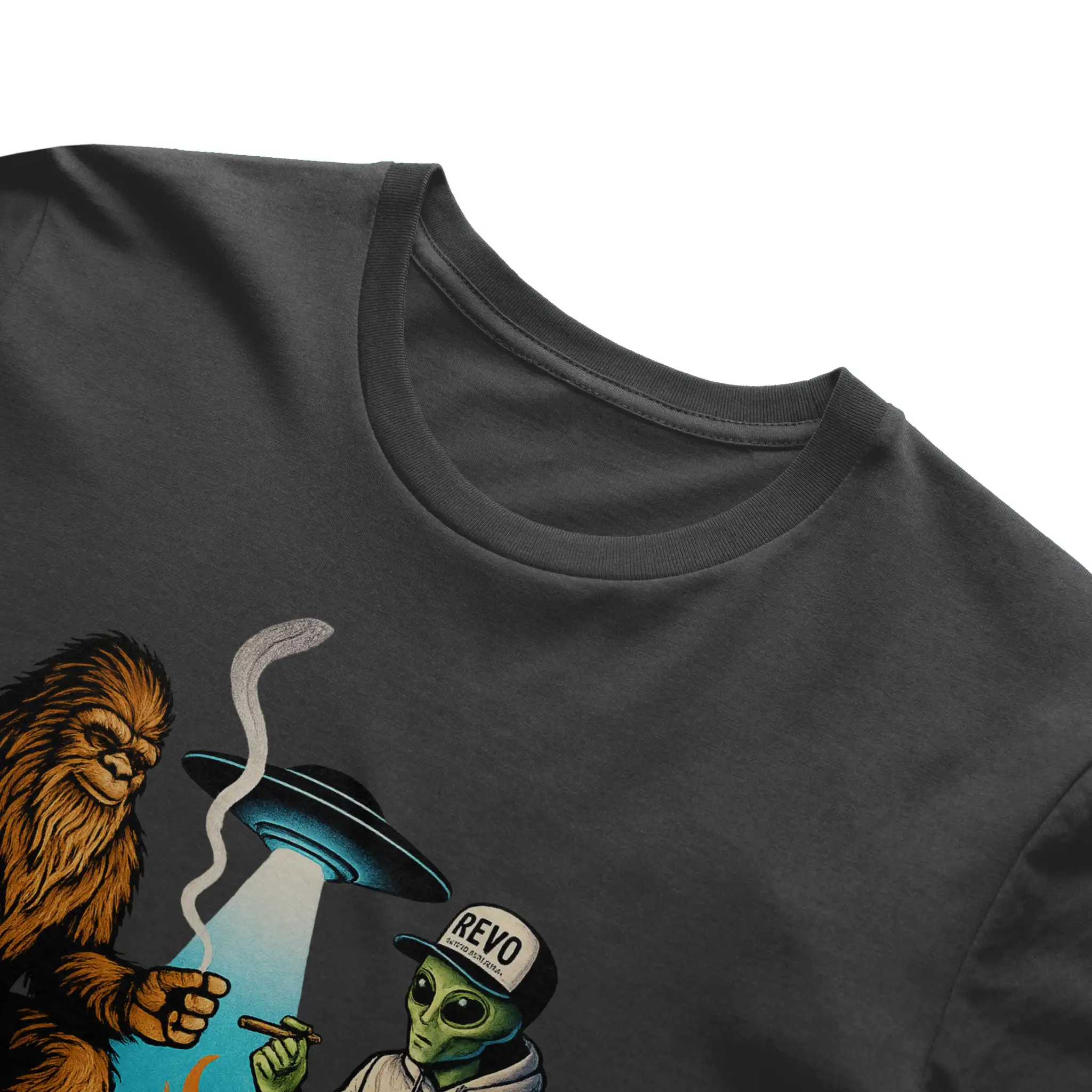 Revolution Apparel Co. Joint Operations Ultra Soft Preshrunk Tee – Bigfoot & Alien Campfire Graphic