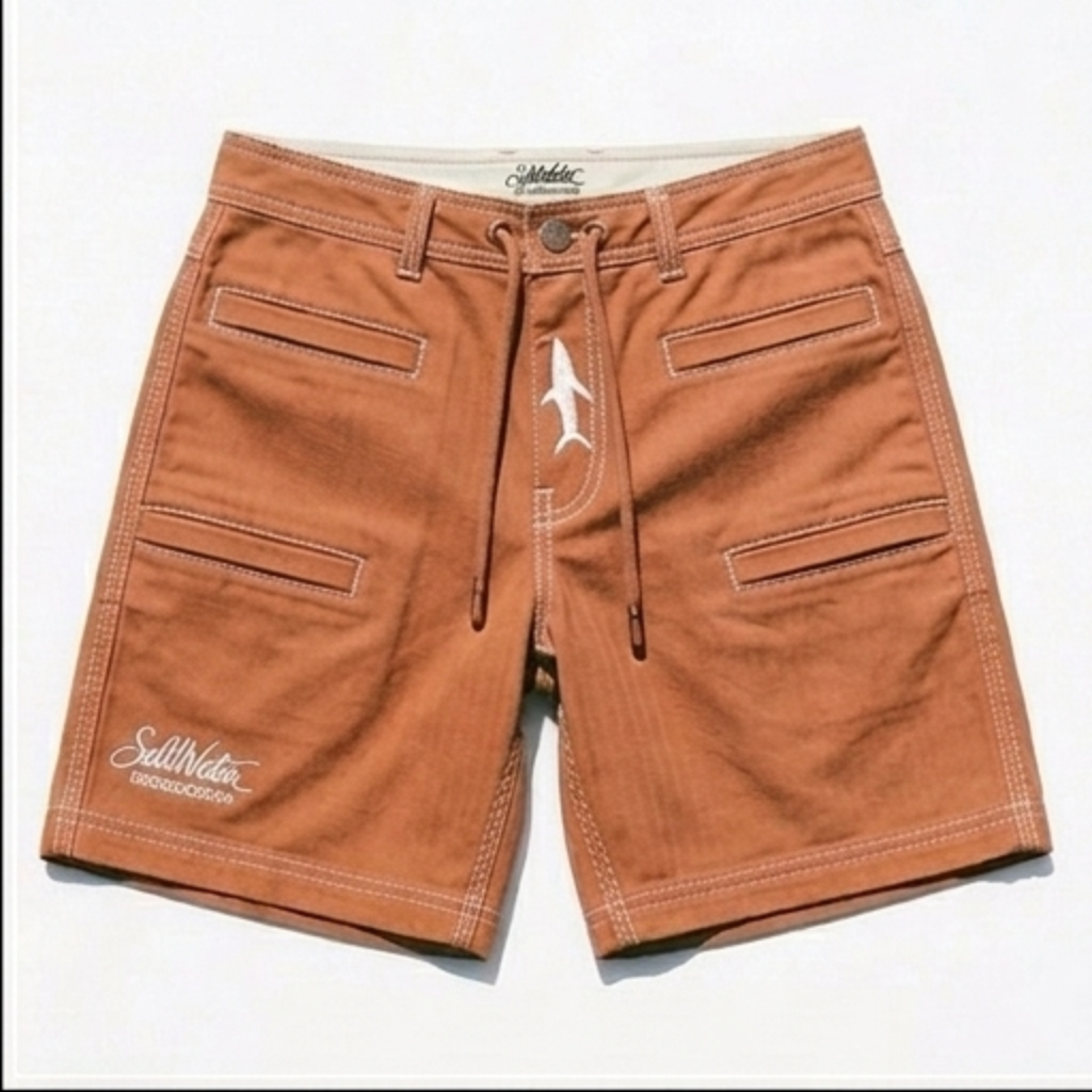 SaltWater Troubadour RipStop Performance Fishing Shorts in Burnt Ochre - Front View