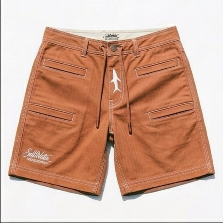 SaltWater Troubadour RipStop Performance Fishing Shorts in Burnt Ochre - Front View