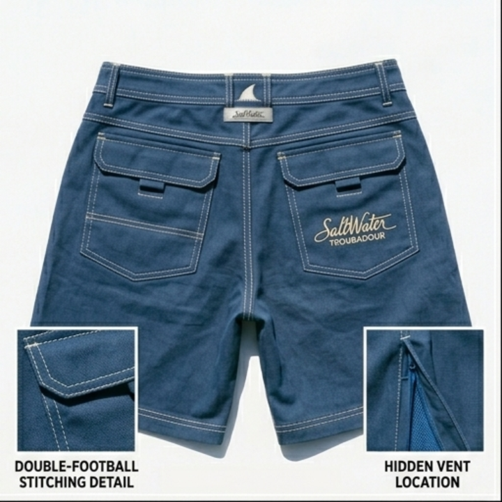 SaltWater Troubadour RipStop Performance Fishing Shorts in Midnight Navy - Alternate View