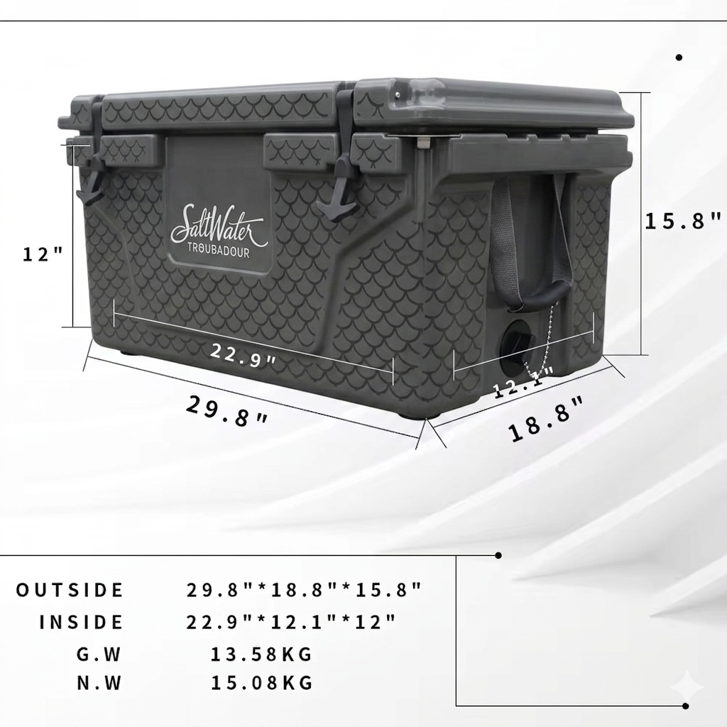 SaltWater Troubadour The Last Damn Cooler - Closed top view with scale pattern