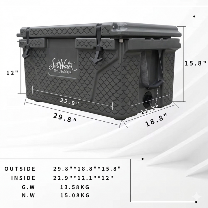 SaltWater Troubadour The Last Damn Cooler - Closed top view with scale pattern