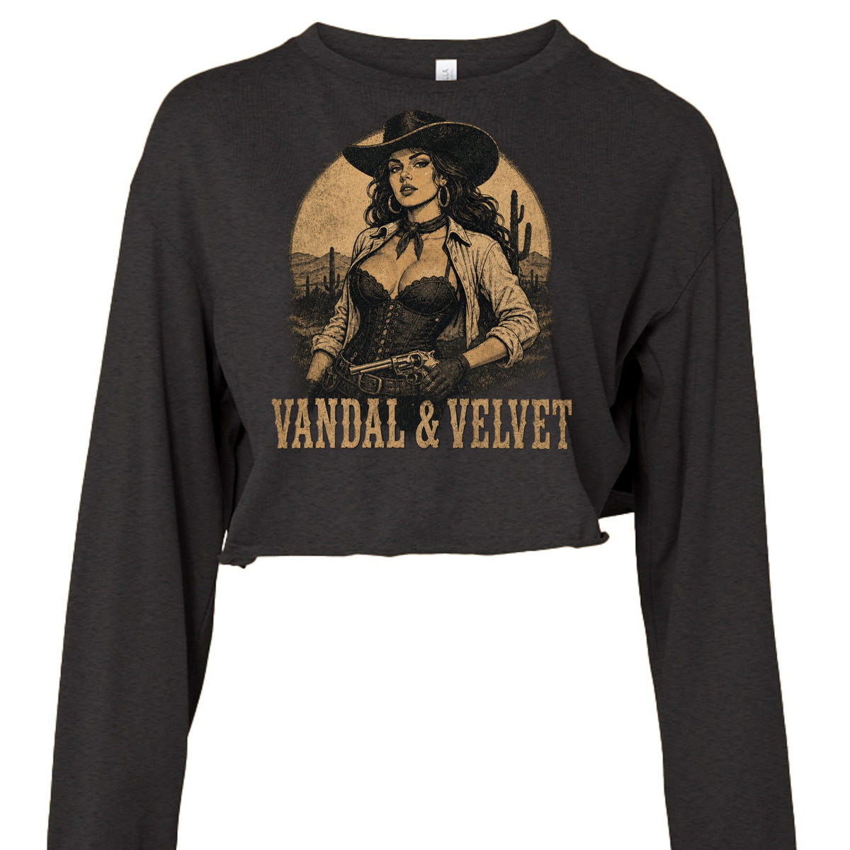 Vandal & Velvet – Dangerous Beauty UltraSoft Crop Tee - Asset Frame Specification